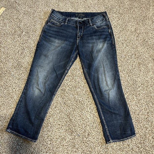 Silver Jeans Womens 30 Blue Suki Capri Stretch Thick Stitch 30 X 24 - Picture 1 of 15
