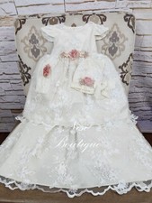 Free Shipping  Beautiful Ivory Christening Gown, Baptism Dress Hermoso Vestido