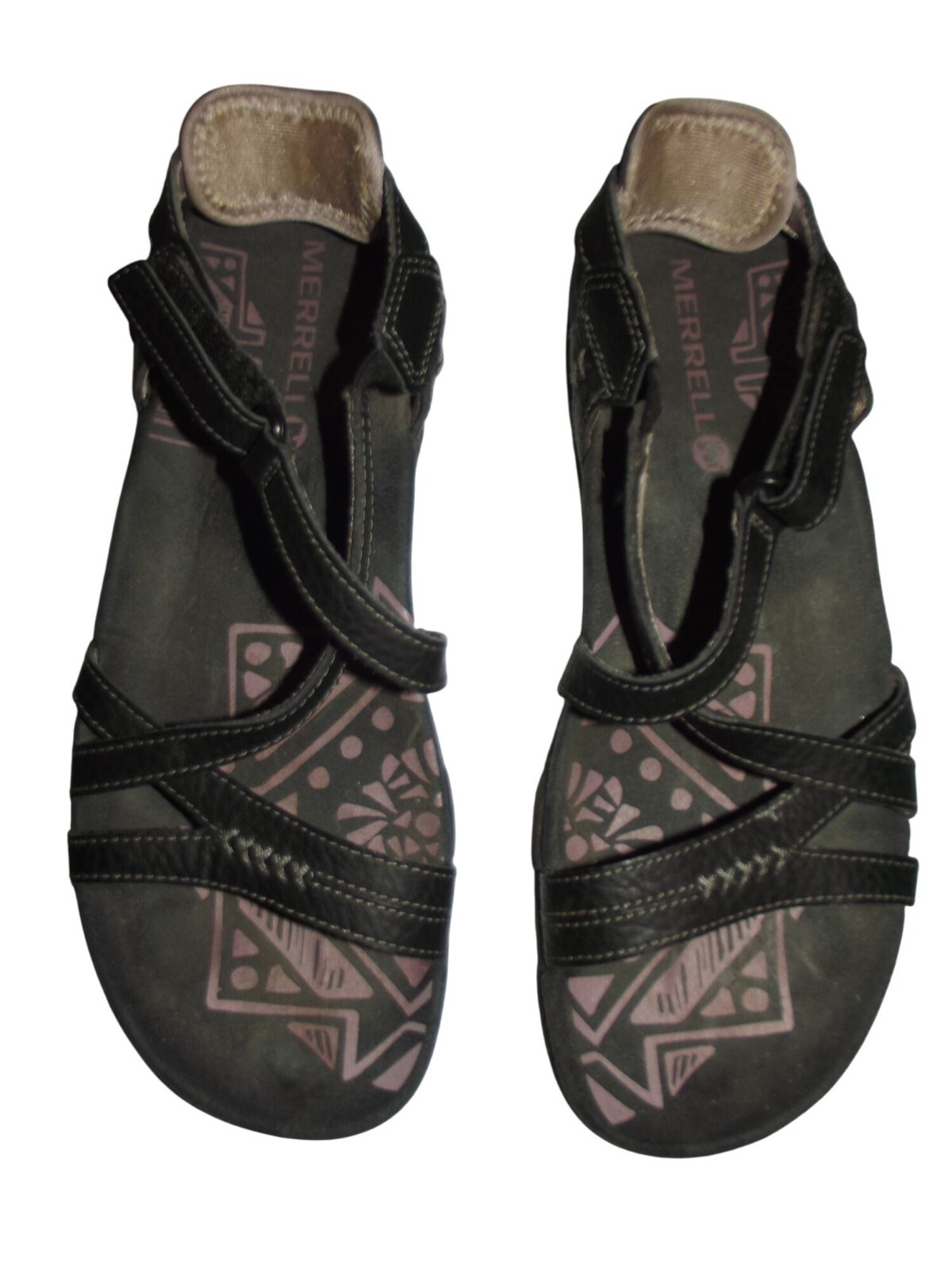 Sandali Merrell donna taglia 7 neri lilla ricordo cinturino atletico pelle