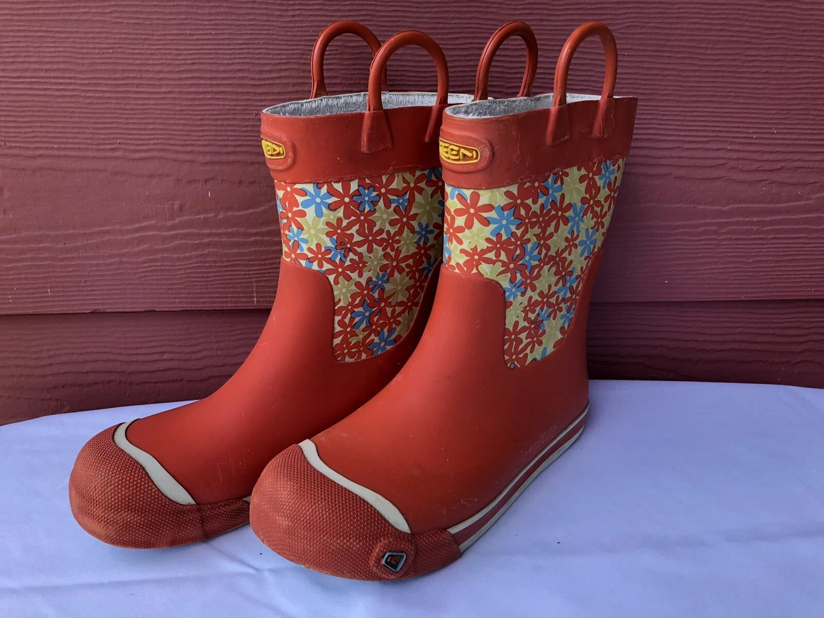 KEEN Rain Boots Kids Girls Size 5 Orange Color Rubber boots Shoes