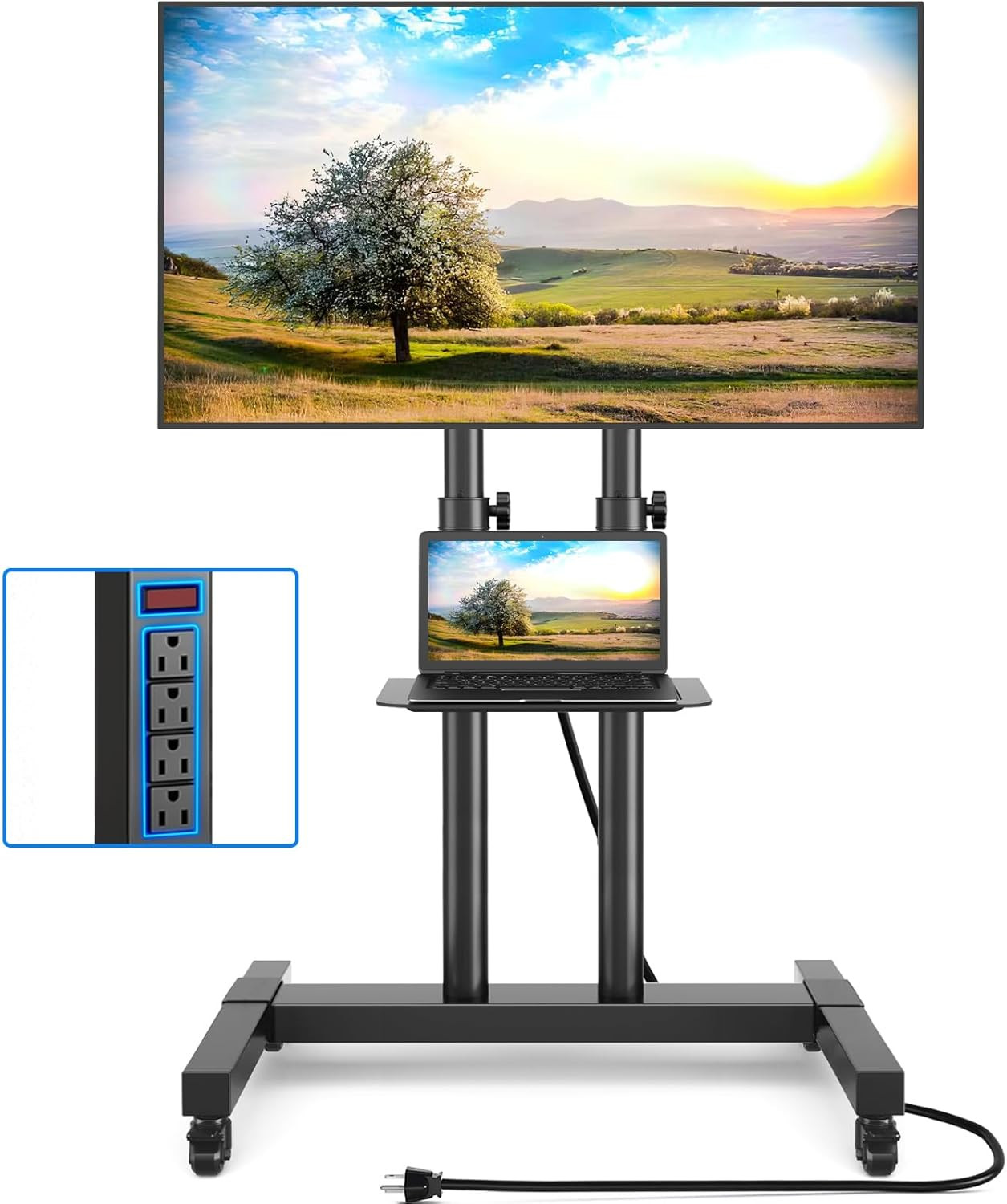 With Power Outlet For 32-83 Inch Tvs, Heavy Duty Mobil