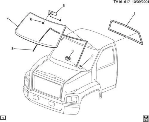 New GM 03-09 Kodiak/Topkick C4500-C8500 Rear Window Glass No Tint W/Defrost 1575 - Изображение 4 из 4
