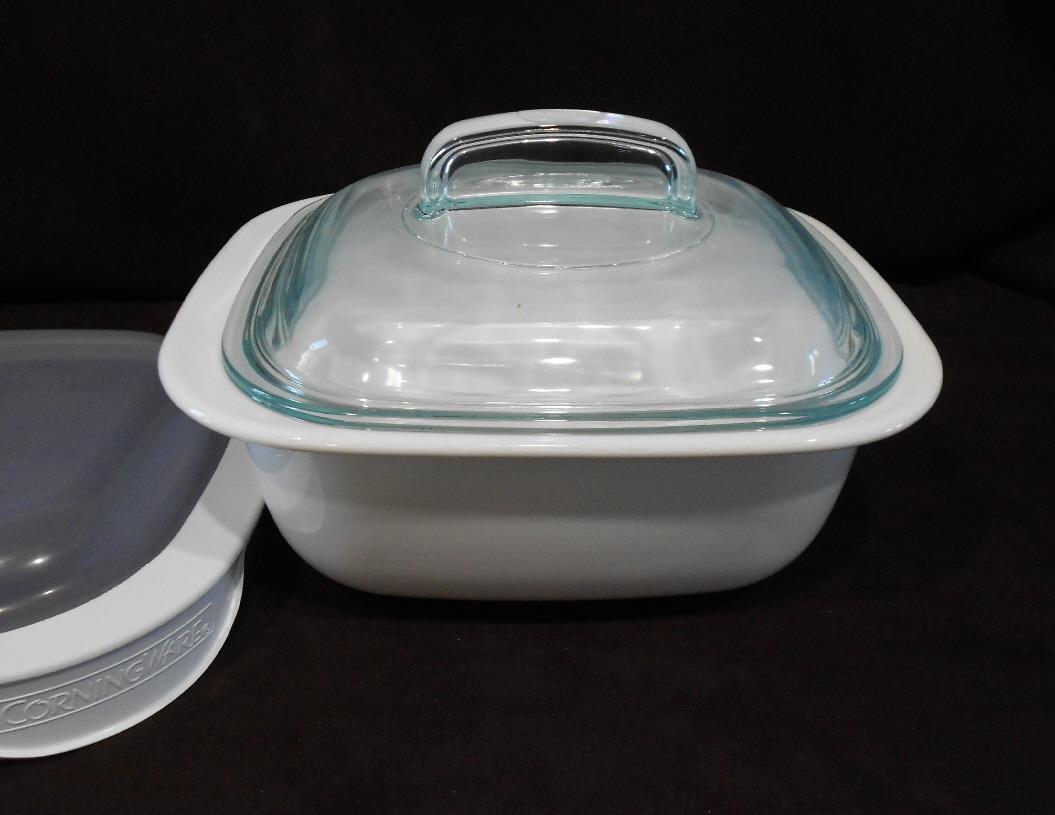 ❤️ NEW 3-pc Corningware CORELLE Simplylite Qt SQUARE Casserole Dish  Covers