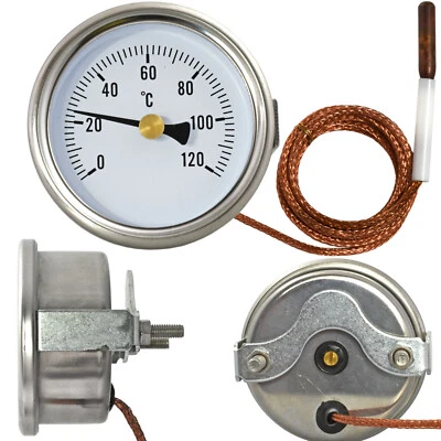 ESCO DIAL Termómetro 1500 mm Sonda Analógico Medidor de Temperatura 0-120C Acero Inoxidable