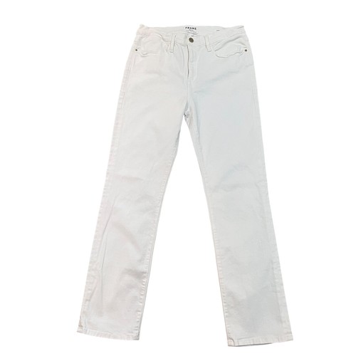 Frame Denim Le High Straight Leg Jeans Blanc White SZ 31 Stretch Casual Womens