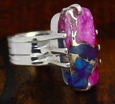 Turquoise Ring Pink Oyster Copper Turquoise Ring 925 Sterling Silver Ring