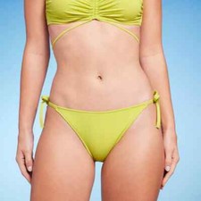 Shade  Shore Women's Tunneled Side-Tie Cheeky Bikini Bottom Green Large 12-14