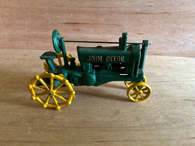 John Deere Cast Iron Tractor Toy 6 Lbs Embossed Lettering 10.5'' Wheel to Wheel