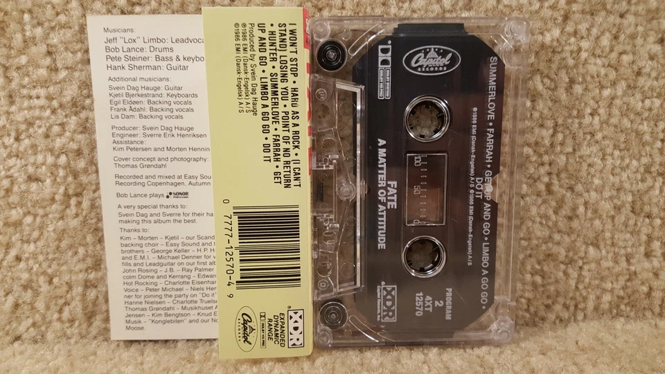 Vintage 1985 Cassette Tape Fate A Matter Of Attitude Capitol Records Foto 2 de 4