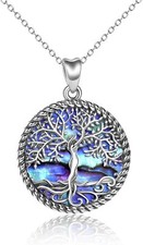 Tree of Life Necklace Sterling Silver Abalone Shell Tree of Life Pendant Family
