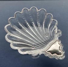 Butterschale Glas mit Silbergriff Jakobsmuschel auf F&uuml;&szlig;chen Zucker Sahne