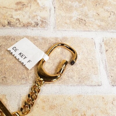 Authentic Celine Vintage Key Ring Chain Charm Carriage Metal Authentic Celine Vintage Key Ring Chain Charm Carriage Metal