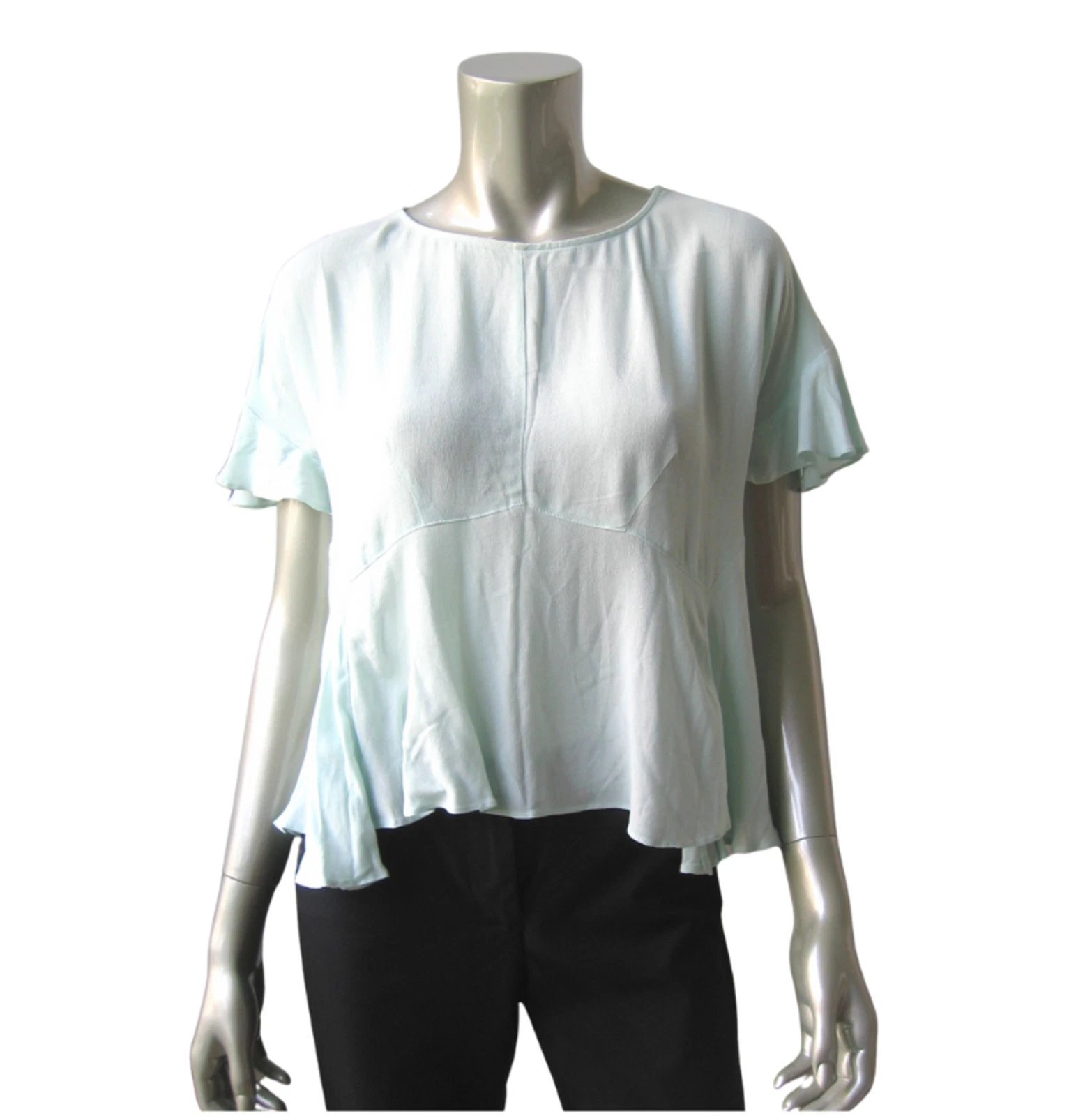 www.prominentresults.com :CA4 BAR III NEW Women's Mint Hi-Lo Wing Low Waist Flare Sleeve Rayon Blouse S XL