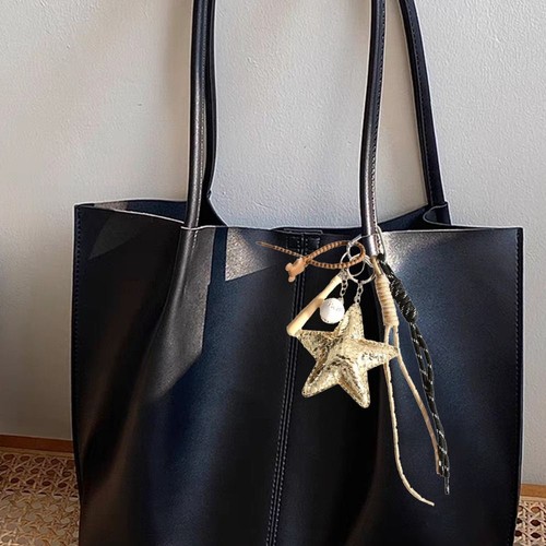 Soldes Sac en corde tissé en cuir PU pendentif grande étoile baseball porte-clés petits cadeaux