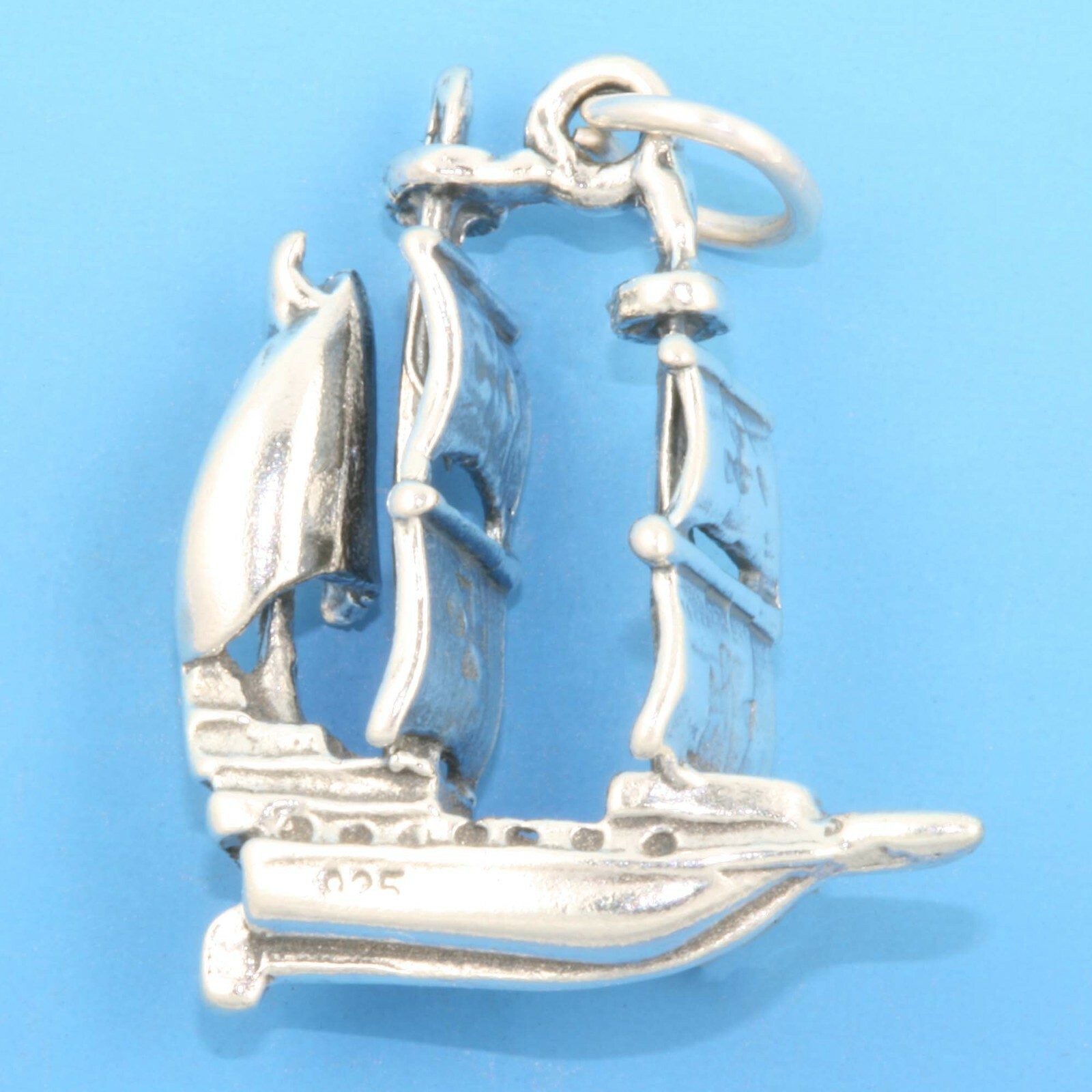 Galleon Sail Ship Boat 3D 925 Solid Sterling Silver Charm Sailboat MADE IN USA
