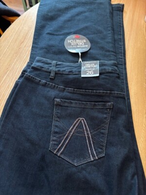 Avenue Denim Jeans Womens Size 26 Deluxe Stretch Bootcut Dark Wash Blue - NEW