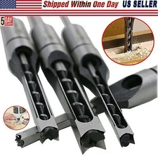 3x Woodworking Square Hole Drill Bits Set Wood Saw Mortising Chisel Cutter Tools
