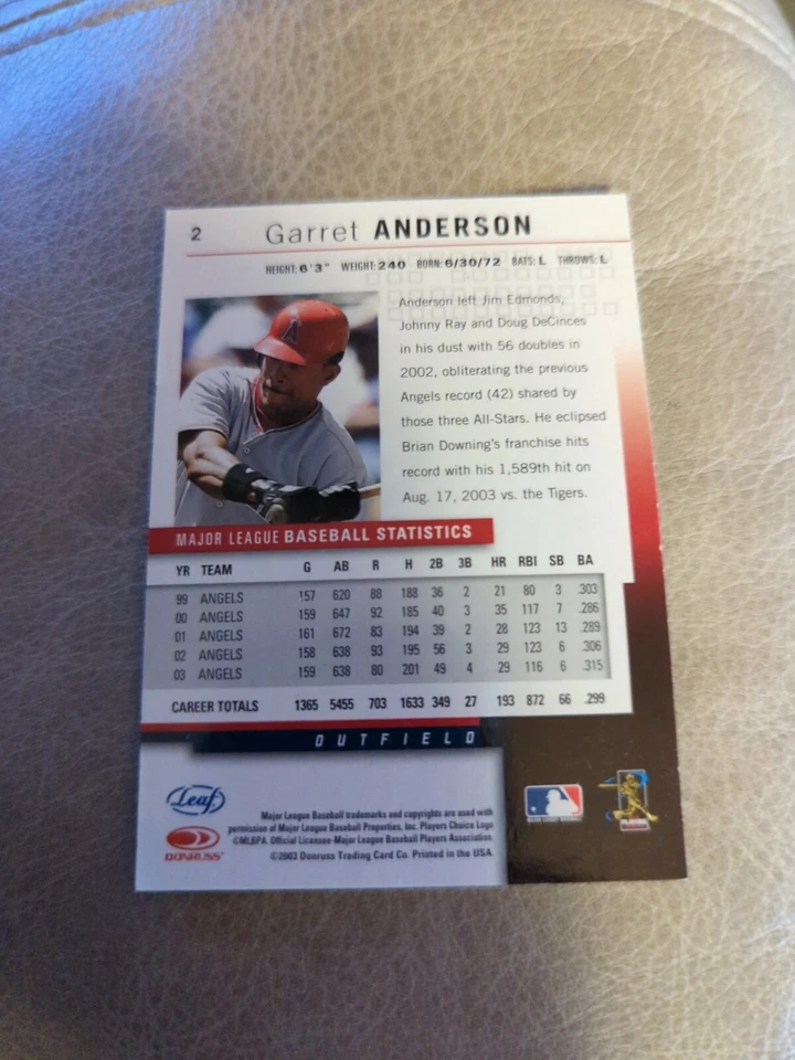 2004 Leaf Press Proof Red Garret Anderson #2 - Image 2 of 2
