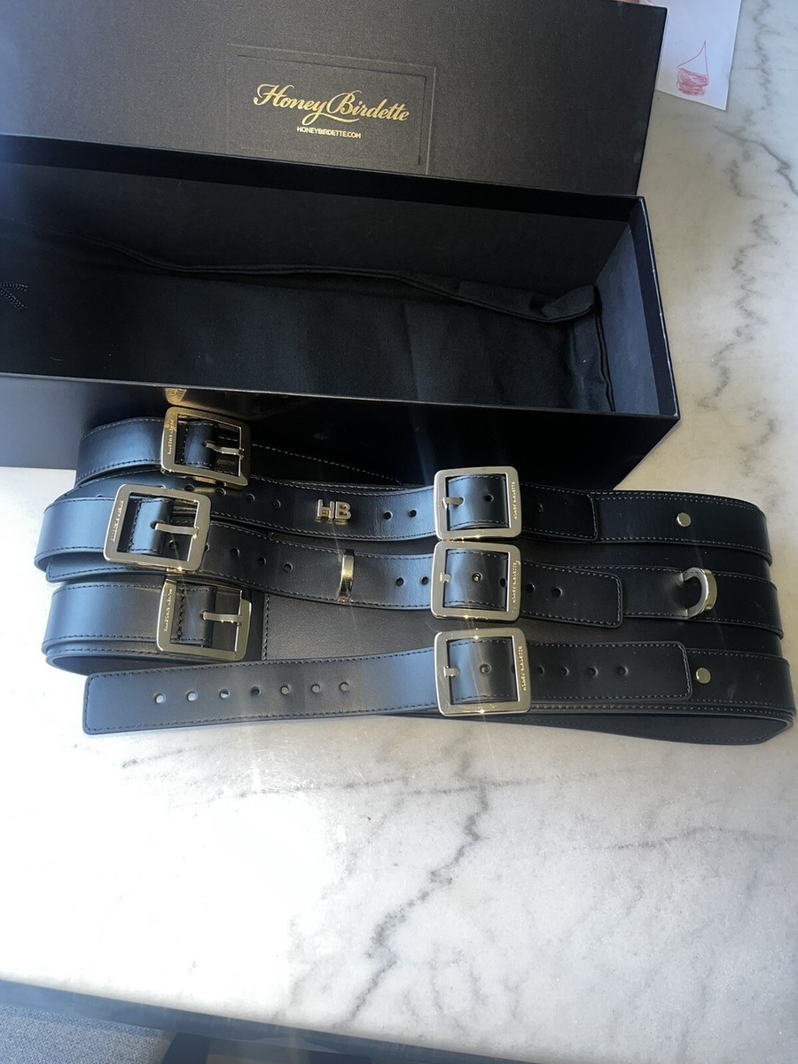 New Leather Honey Birdette fashion Pro Belt Size M/L Black & Gold Bondage New Leather Honey birdette fashion pro belt Size M/L Black  main image 3