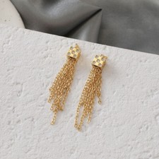 4pcs Zircon Tassels Earring Charm,Long Chain Earwire Component Pendants