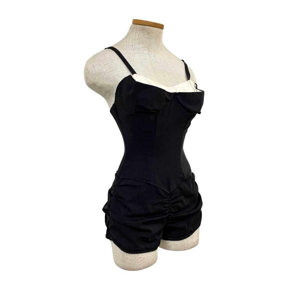 Costume da bagno vintage anni 50 Rose Marie Reid Old Hollywood nero bianco iconico smoking - Immagine 2 di 4