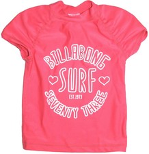 Little Girl's BILLABONG Short Sleeve Rash Rashie, Size 1. NWT, RRP 35.99.