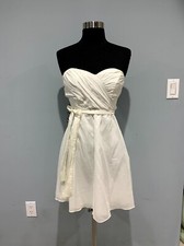 Express Sleeveless Ruched White Sweetheart Neckline Dress Tie Waist Size 2