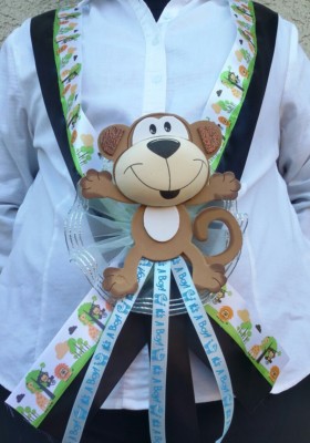Baby Shower MOM TO BE SASH,/It's a boy, Ribbon Favor, Party,*MONKEY*safari