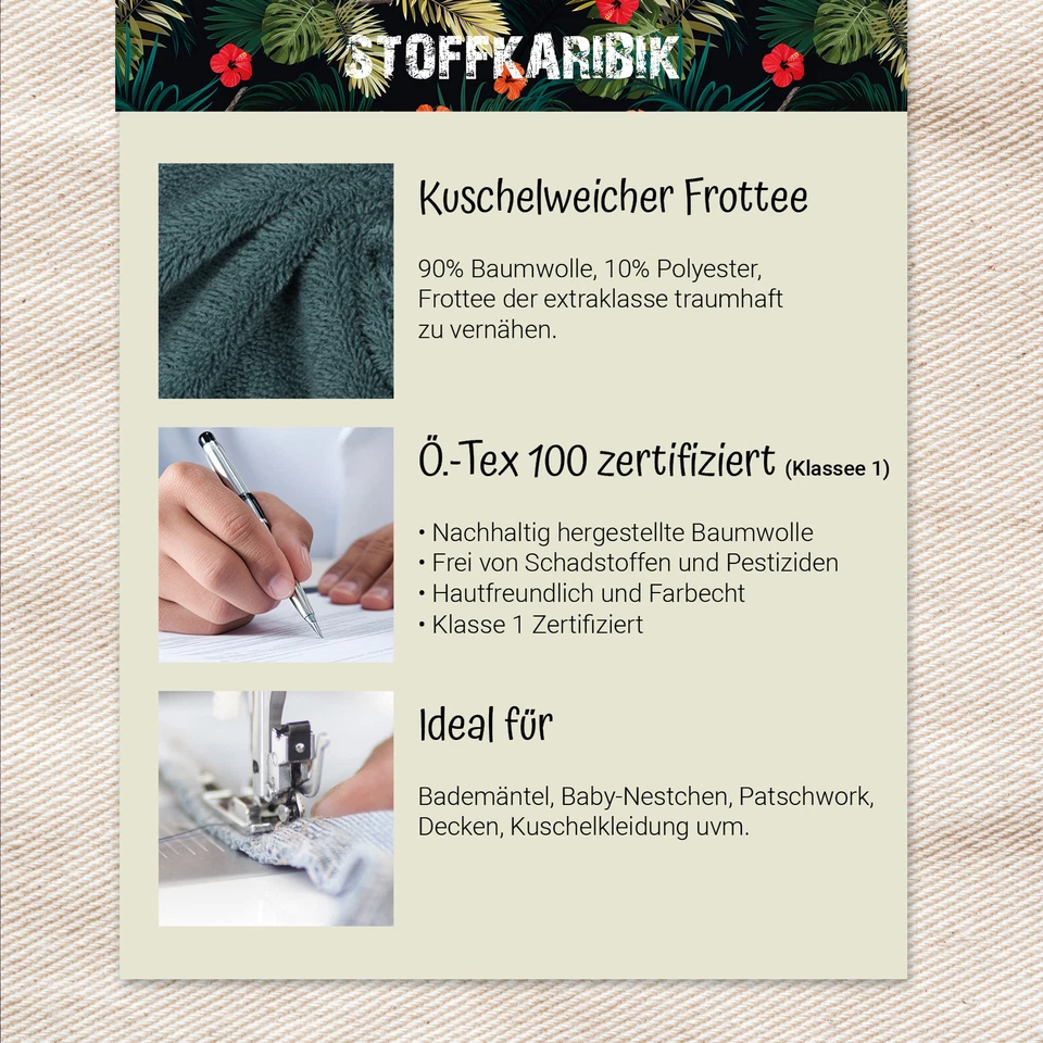 Frottee Stoff Meterware 15 Farben Baumwolle Handtuch Bademantel Stoffe Nähen - Bild 4 von 4