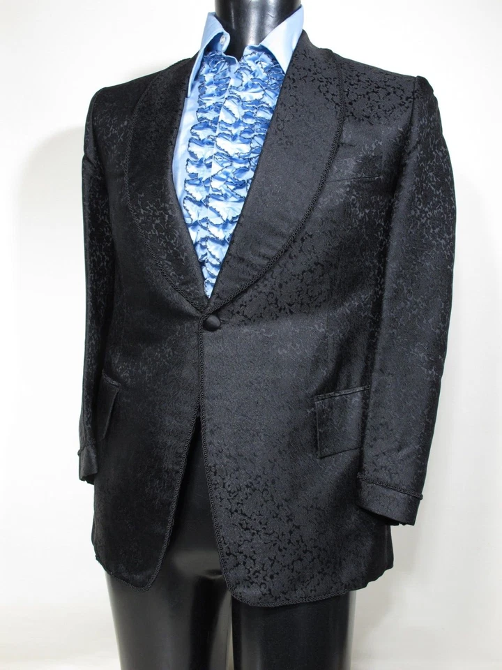 Chaqueta Esmoquin De Colección David Personalizada Sastres Brochado Seda Formal Cena Fumar 38S Foto 3 de 4