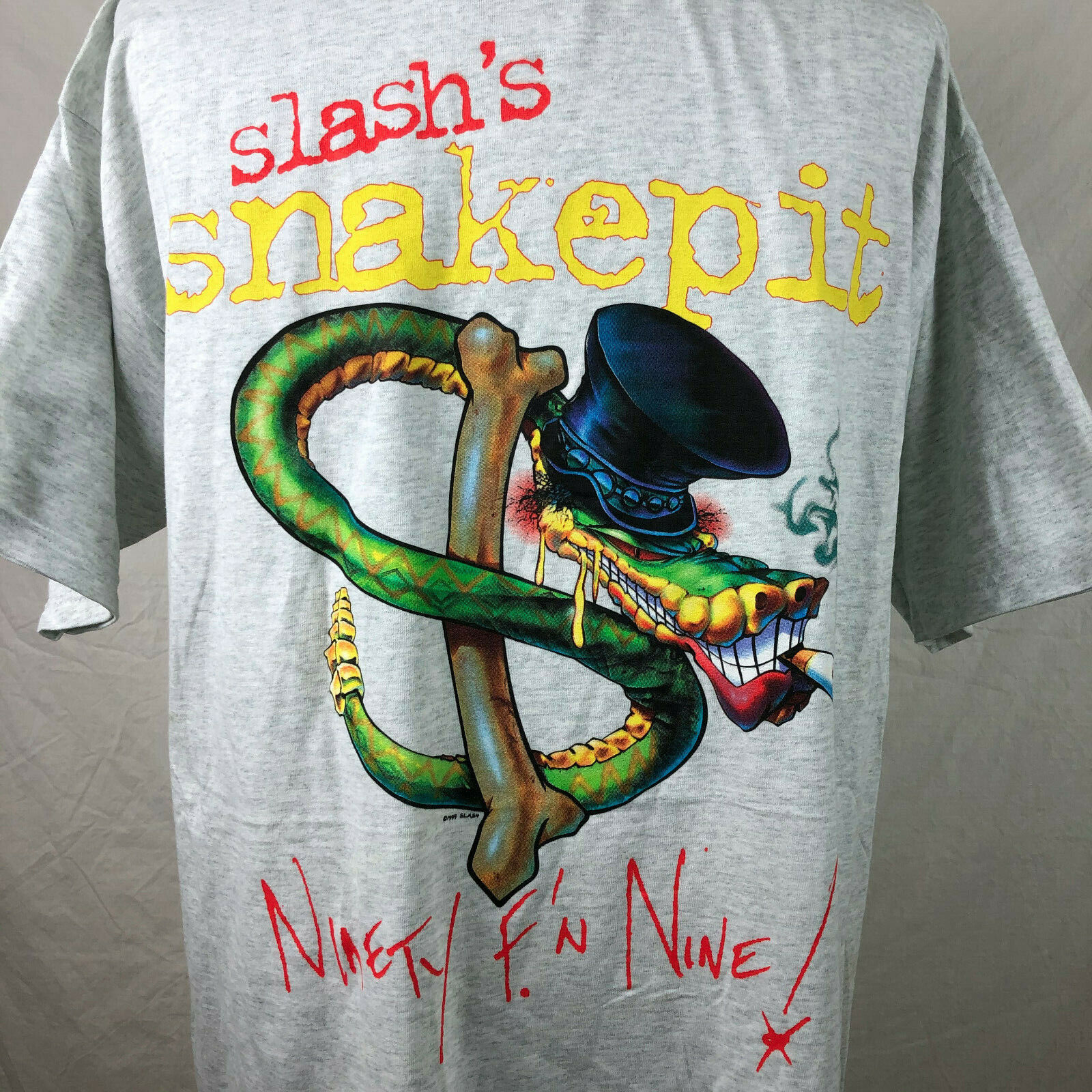 Vintage 90s Slash's Snakepit Ninety F'n Nine T-Shirt XXL Gray RARE Conart  NOS