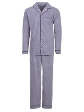 Henry Terre Herren Pyjama Diamant Muster Langarm Schlafanzug Baumwolle durchgekn