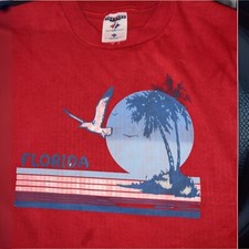 Org Vintage1980’s Florida Tee Shirt Large. Made In USA RED!! Rare