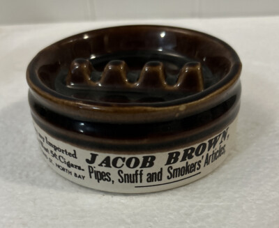 VINTAGE Jacob Brown Pipes Snuff & Smokers Articles Ceramic Ashtray READ/CLEAN