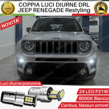 COPPIA LUCI DIURNE DRL 24 LED P21W BA15S CANBUS PER JEEP RENEGADE MY 2019 6000K