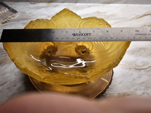 Vintage Marigold Carnival "Jeannette" Iridescent 4 Footed Oval Bowl - Picture 18 of 19