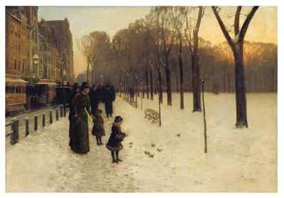 Boston Common at Twilight, 1885-86 by Childe Hassam Art Print Poster 11x14