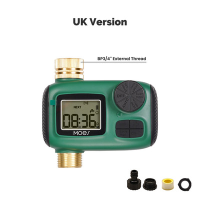 MOES Water Timer 1-4Outlet Brass Inlet Rotary Knob Button Control with LCD Displ