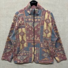 Vintage 90's Fleece Jacket Women's XL Geometric Aztec Crazy Pattern Grandpa Core