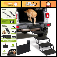 Foldable Dog Steps for Car SUV Truck - 5-Step Wide Pet Stairs, Lightweight 9.9lb