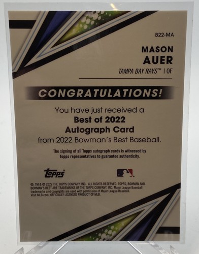 2022 Bowman's Best Mason Auer #B22-MA Gold Refractor Auto /50 Rays - Bild 2 von 2