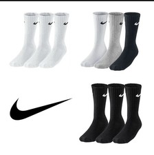 Adults Nike Socks Size One Size Black White 3 Pairs Brand New with Tags