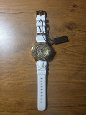 Phillip Plein The Skull Gold-Tone Watch White Band PWAAA 1221 Full Set