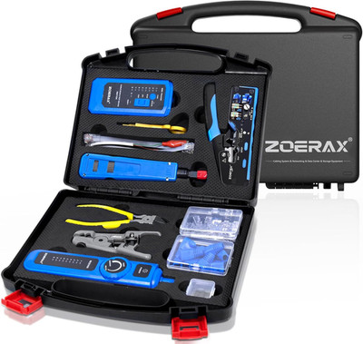 Professional Network Tool Kit,  14 in 1 - RJ45 Crimp Tool, Cat6 Pass through Con