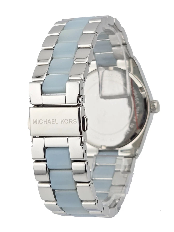 Reloj Michael Kors Channing MK6150 para mujer esfera plateada acento azul Foto 4 de 4