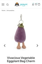 Jellycat Vivacious Vegetable Eggplant Bag Charm NWT