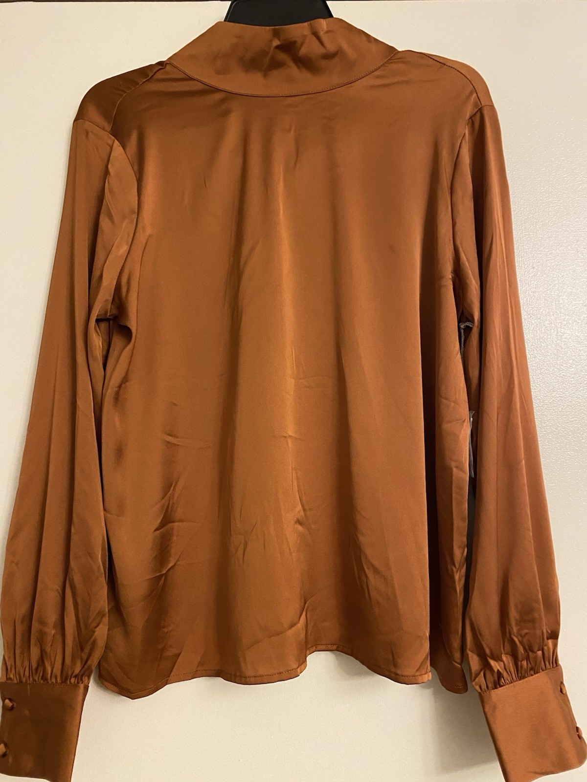 Women's Long Sleeve Bronze Color Blouse Size Medium By Worthington