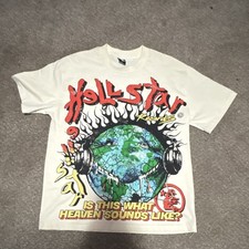 Hellstar Records White Graphic Print Logo Cre...