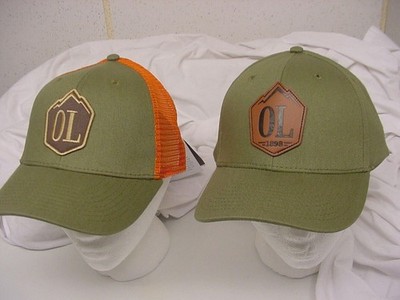2 COUNT LOT OL OUTDOOR LIFE GUIDELIFE ARMY GREEN & ARMY HUNT BLAZE HAT LOGO NEW