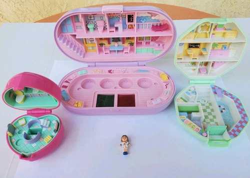 Vintage Polly Pocket Bluebird Compact POLLYS SCHOOL, STAMPIN SCHOOL, BATHTIME   